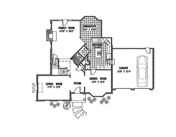 House Design - Colonial Floor Plan - Main Floor Plan #953-82