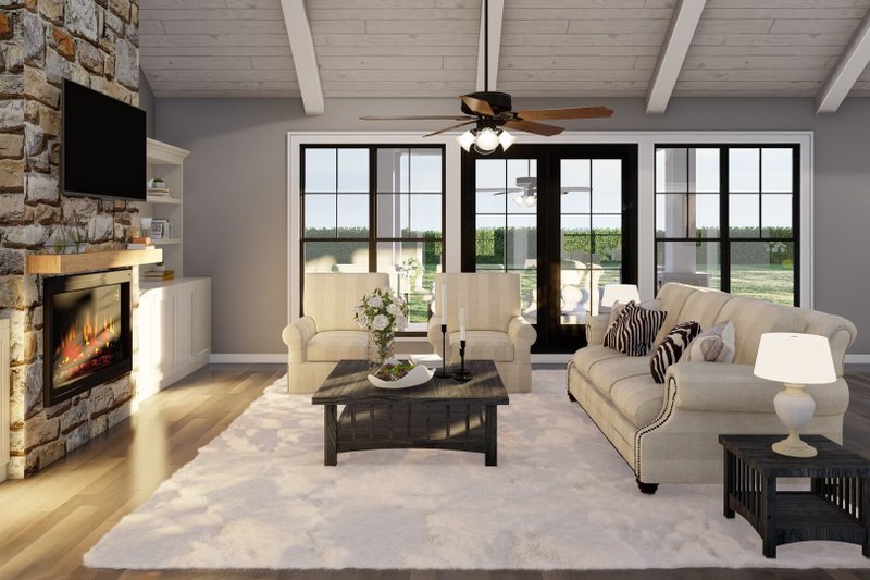 House Design - Interior - Family Room for Farmhouse House Plan #923-419 - 3 bed, 3.5 bath