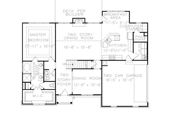 Floor Plan - Main Floor for Traditional House Plan #54-456 - 3 bed, 2.5 bath