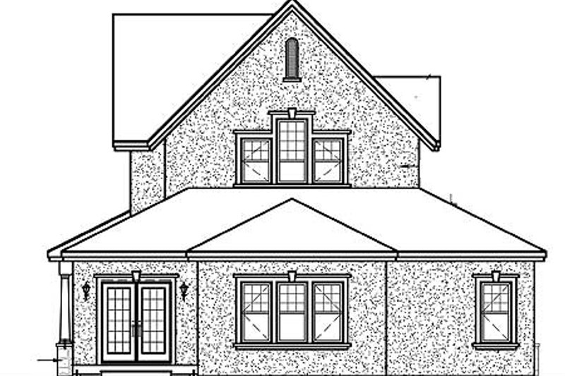 Home Plan - Exterior - Rear Elevation for European House Plan #23-398 - 3 bed, 2.5 bath