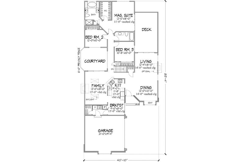 Dream House Plan - Floor Plan - Main Floor for Ranch House Plan #320-1049 - 3 bed, 2 bath