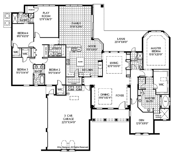 Dream House Plan - Mediterranean Floor Plan - Main Floor Plan #999-139