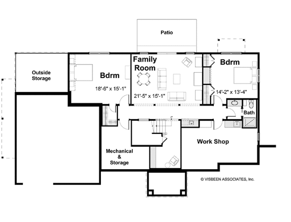 Craftsman Floor Plan - Lower Floor Plan #928-200