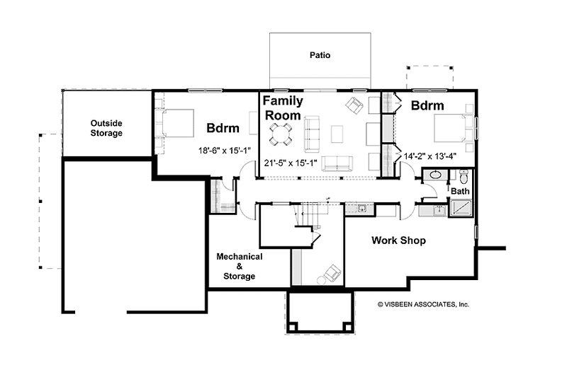 Architectural House Design - Floor Plan - Lower Floor for Craftsman House Plan #928-200 - 3 bed, 2.5 bath