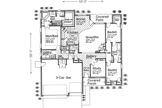 Floor Plan - Main Floor for Traditional House Plan #310-311 - 3 bed, 2.5 bath