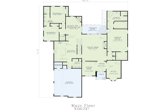 Floor Plan - Main Floor for European House Plan #17-171 - 5 bed, 4.5 bath