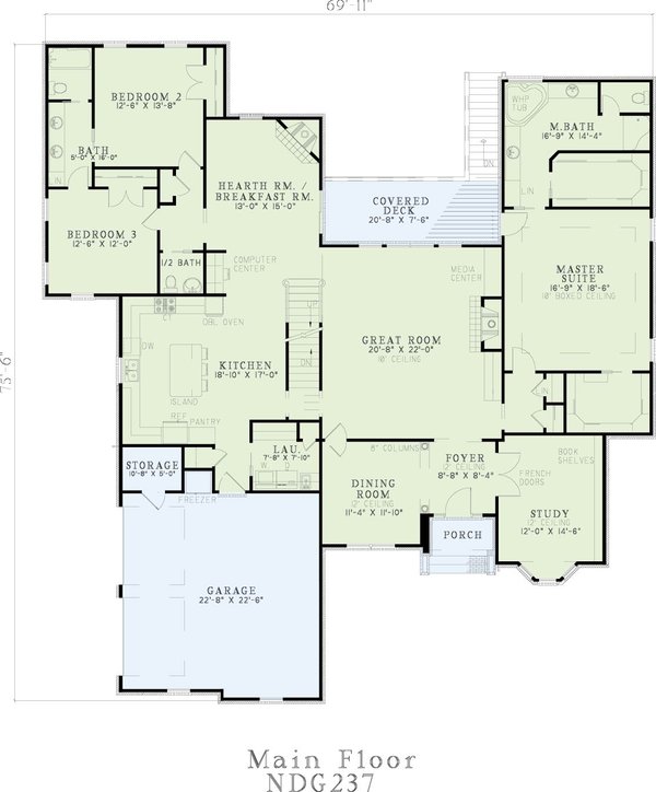 House Design - European Floor Plan - Main Floor Plan #17-171