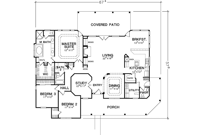 Architectural House Design - Floor Plan - Main Floor for Country House Plan #472-360 - 3 bed, 2.5 bath