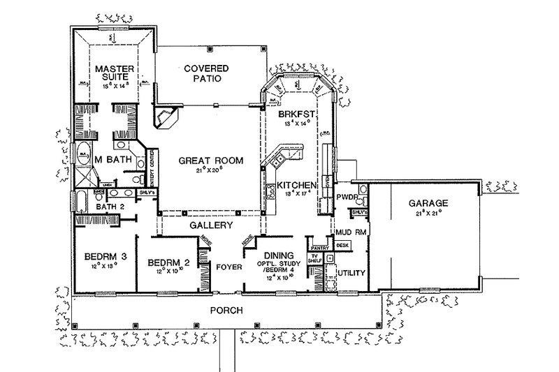 Architectural House Design - Floor Plan - Main Floor for Country House Plan #472-221 - 3 bed, 2.5 bath
