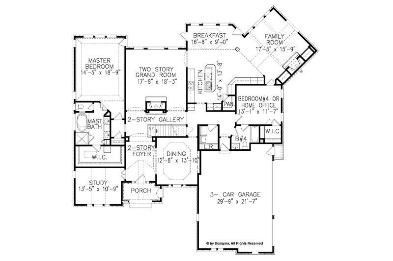Dream House Plan - Floor Plan - Main Floor for European House Plan #54-276 - 4 bed, 4.5 bath
