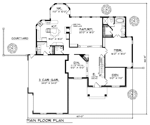 Dream House Plan - Traditional Floor Plan - Main Floor Plan #70-423