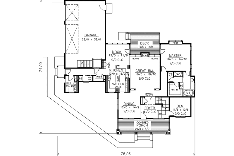 Dream House Plan - Floor Plan - Main Floor for Craftsman House Plan #1037-15 - 4 bed, 3.5 bath