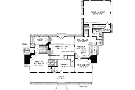Floor Plan - Main Floor for Classical House Plan #137-313 - 4 bed, 4 bath