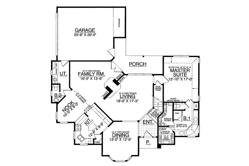 Dream House Plan - Floor Plan - Main Floor for Country House Plan #40-475 - 3 bed, 2.5 bath