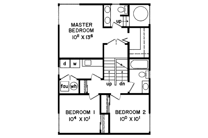 Dream House Plan - Floor Plan - Upper Floor for Colonial House Plan #60-848 - 3 bed, 2 bath