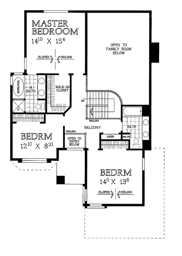 House Blueprint - Traditional Floor Plan - Upper Floor Plan #72-964