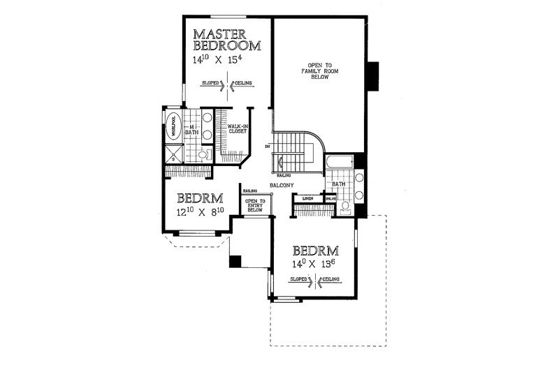 House Design - Floor Plan - Upper Floor for Traditional House Plan #72-964 - 3 bed, 2.5 bath