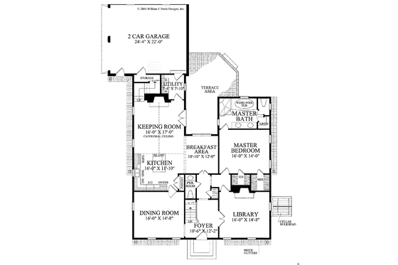 Floor Plan - Main Floor for Colonial House Plan #137-341 - 3 bed, 3.5 bath