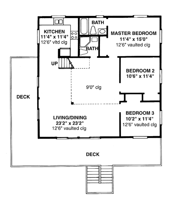 House Design - Country Floor Plan - Main Floor Plan #959-1