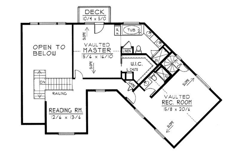 House Blueprint - Floor Plan - Upper Floor for European House Plan #1037-11 - 2 bed, 3.5 bath