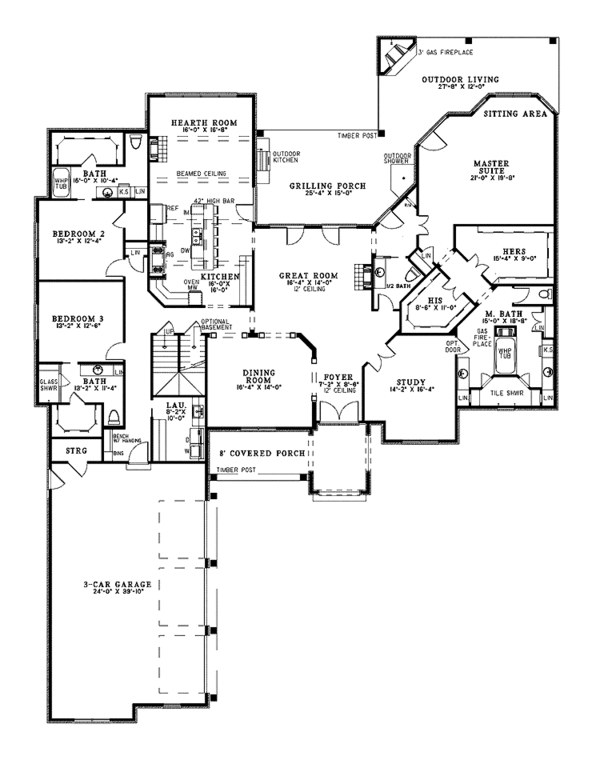 Home Plan - Country Floor Plan - Main Floor Plan #17-3350