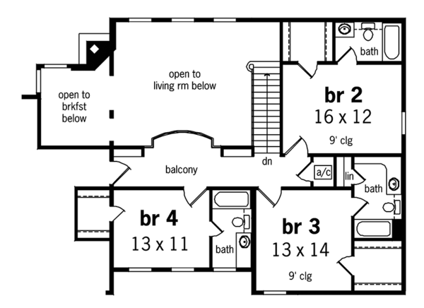 House Plan Design - Country Floor Plan - Upper Floor Plan #45-449