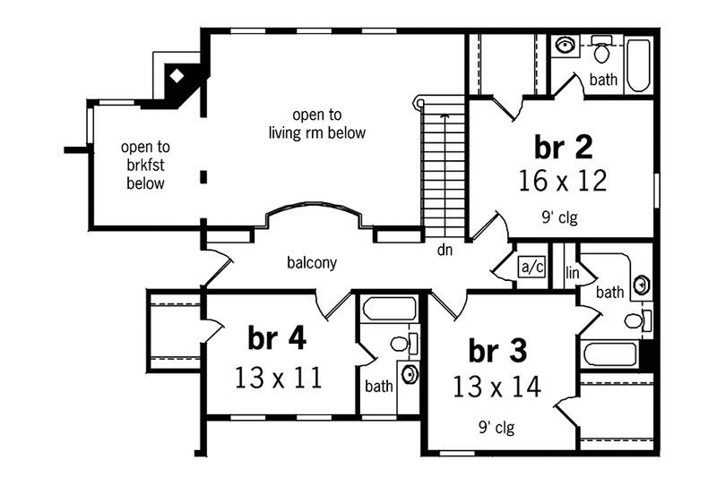 House Plan Design - Floor Plan - Upper Floor for Country House Plan #45-449 - 4 bed, 4.5 bath