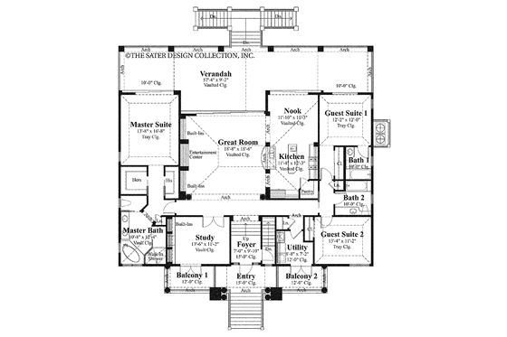 Floor Plan - Main Floor for Mediterranean House Plan #930-161 - 3 bed, 3 bath