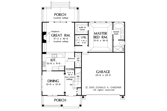 Floor Plan - Main Floor for Craftsman House Plan #929-814 - 3 bed, 2.5 bath