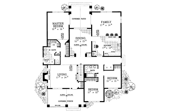 Floor Plan - Main Floor for Cottage House Plan #72-128 - 3 bed, 2 bath