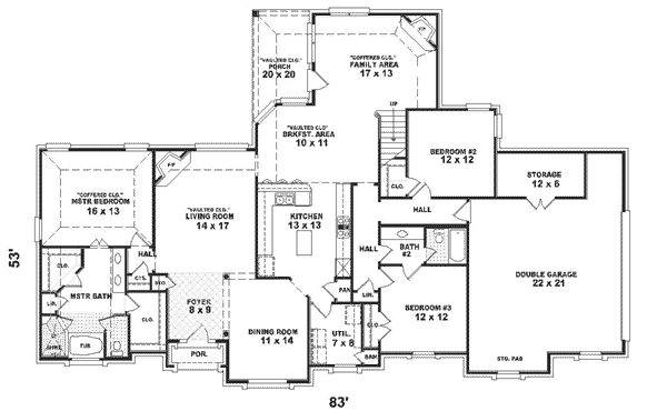 Colonial Floor Plan - Main Floor Plan #81-345