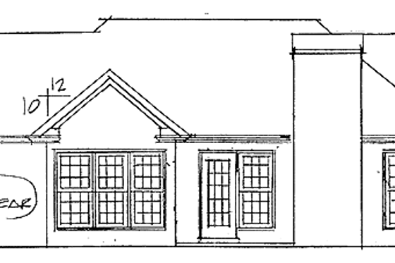 Exterior - Rear Elevation for Mediterranean House Plan #56-659 - 3 bed, 2 bath