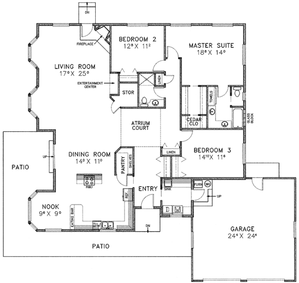 Architectural House Design - Prairie Floor Plan - Main Floor Plan #60-946