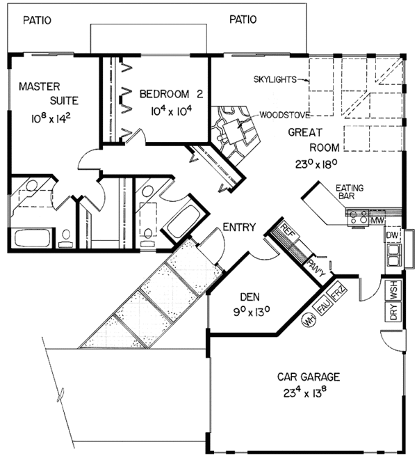 Architectural House Design - Prairie Floor Plan - Main Floor Plan #60-944