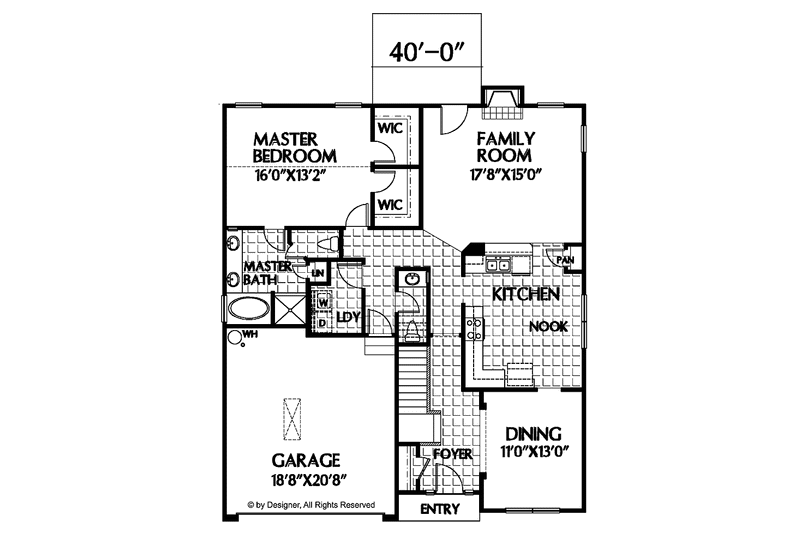 Architectural House Design - Floor Plan - Main Floor for Country House Plan #999-59 - 3 bed, 2.5 bath