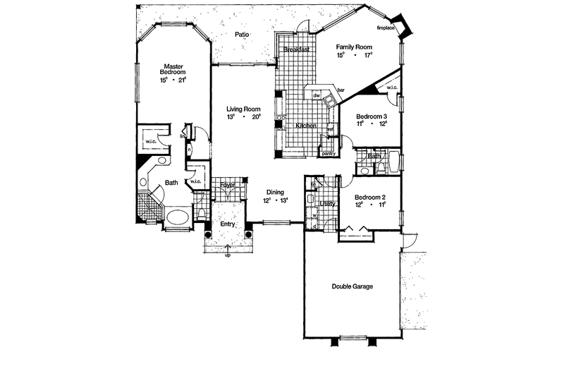 House Blueprint - Floor Plan - Main Floor for Contemporary House Plan #417-533 - 3 bed, 2 bath
