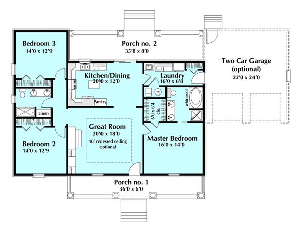 House Design - Ranch Floor Plan - Main Floor Plan #44-171