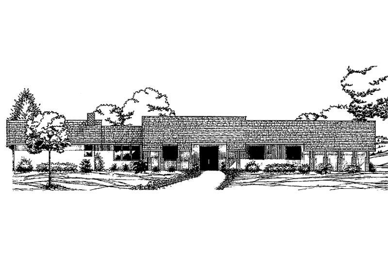 Home Plan - Exterior - Front Elevation 3 for Contemporary House Plan #60-852 - 4 bed, 2 bath