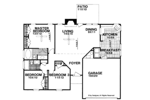 Floor Plan - Main Floor for Ranch House Plan #56-658 - 3 bed, 2 bath