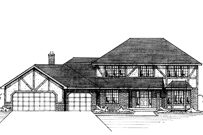 Dream House Plan - Exterior - Front Elevation 3 for Tudor House Plan #51-754 - 3 bed, 2.5 bath