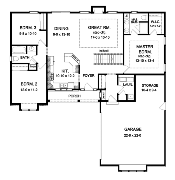 Home Plan - Ranch Floor Plan - Main Floor Plan #1010-190