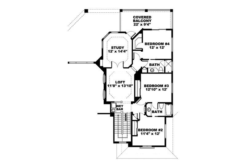 Home Plan - Floor Plan - Upper Floor for Mediterranean House Plan #1017-6 - 4 bed, 3.5 bath