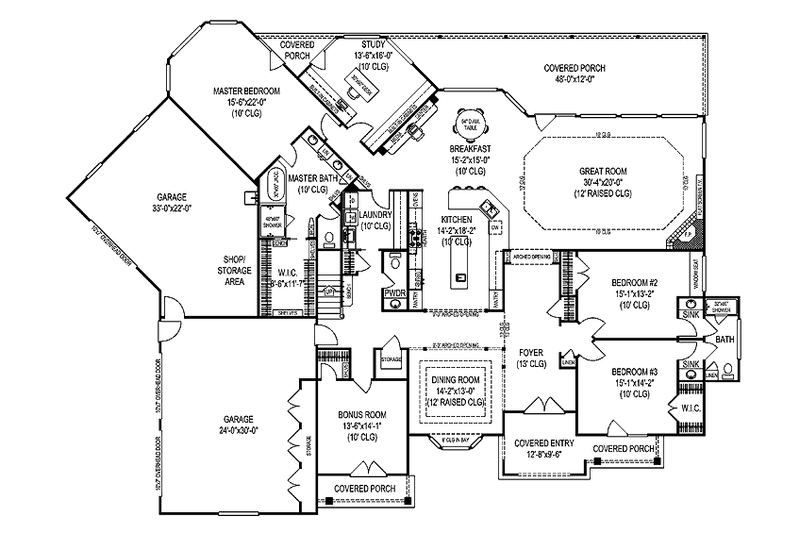 Home Plan - Floor Plan - Main Floor for Cottage House Plan #11-279 - 4 bed, 3.5 bath