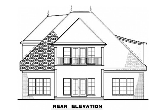Exterior - Rear Elevation for European House Plan #923-57 - 4 bed, 3 bath