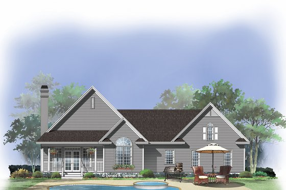 Exterior - Rear Elevation for Country House Plan #929-475 - 3 bed, 2 bath