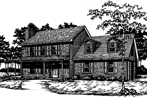 Country Exterior - Front Elevation Plan #30-305