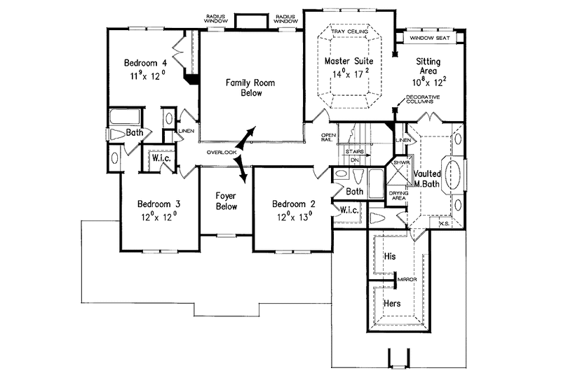 Architectural House Design - Floor Plan - Upper Floor for Classical House Plan #927-645 - 5 bed, 4.5 bath