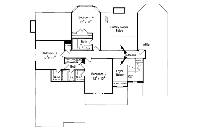 House Blueprint - Floor Plan - Upper Floor for Colonial House Plan #927-849 - 5 bed, 4 bath