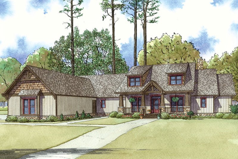 Dream House Plan - Craftsman Exterior - Front Elevation Plan #17-3407
