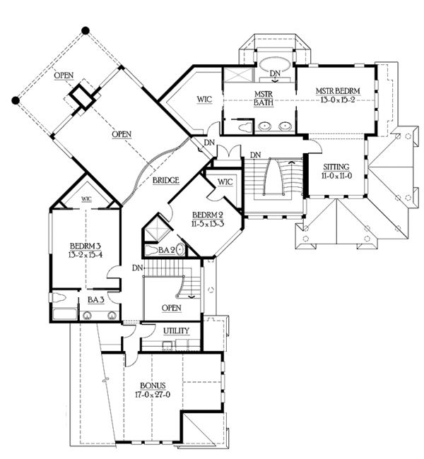 House Blueprint - Craftsman Floor Plan - Upper Floor Plan #132-486